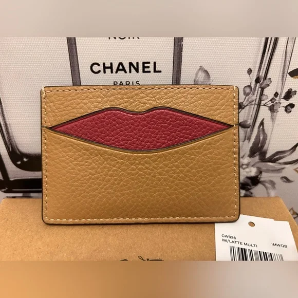 NWT | Coach Tan and Red Card Holder - Picture 2 of 4